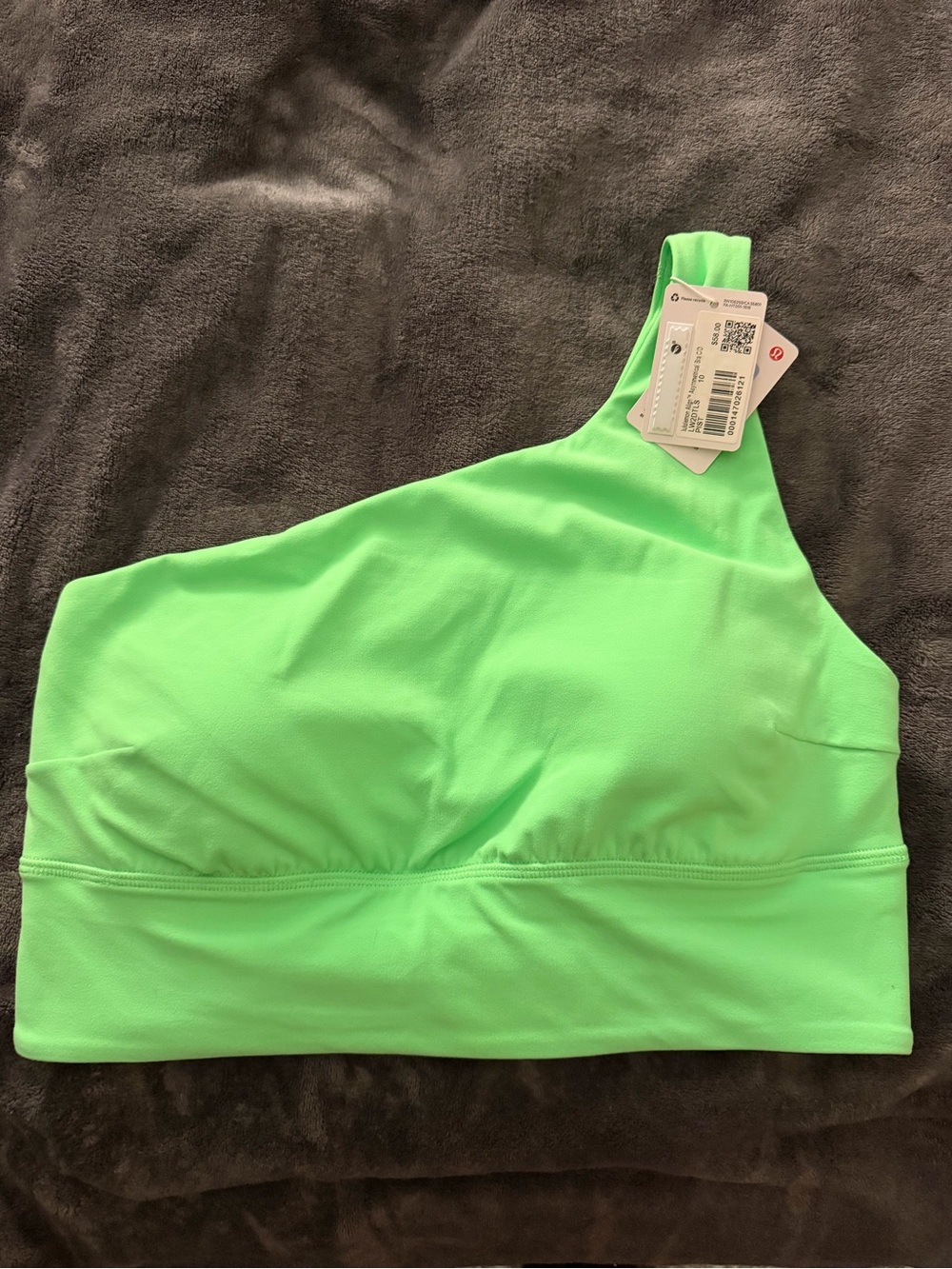 lululemon align asymmetrical bra C/D One-Shoulder Neon Green